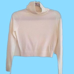 John& Jenn by LINE Wht Silky Cropped Turtleneck Sweater NWOT Sz XS 4-6
